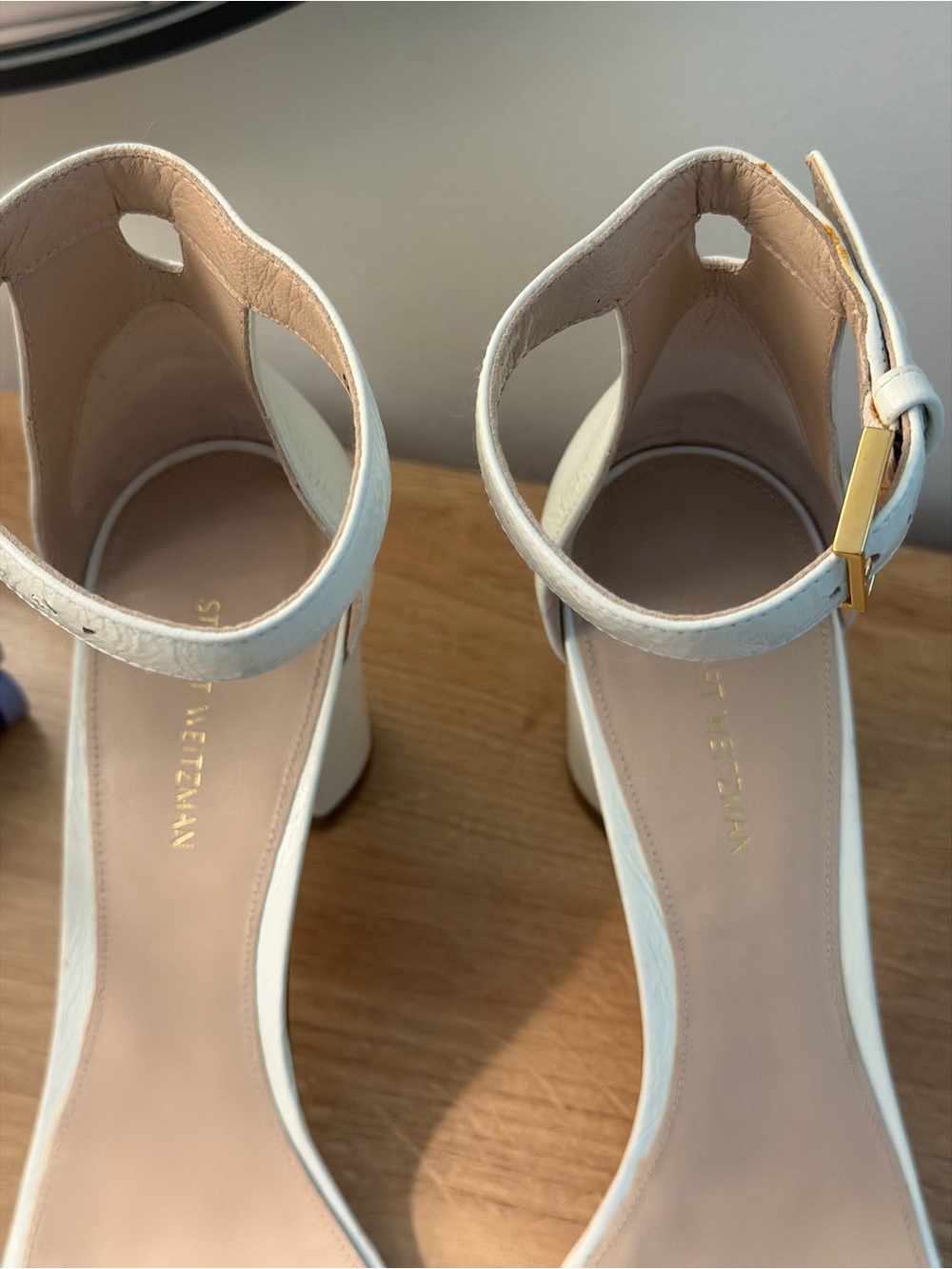 Stuart Weitzman Nudist II Ankle-Strap Block Heels with Buckle - Picture 6 of 9